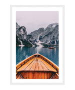 Lake Braies Boat Poster, Dolomites Italy Photography Wall Art, Travel Poster