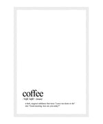 Coffee Definition Poster, Funny Coffee Dictionary Wall Art, Coffee Kitchen Print
