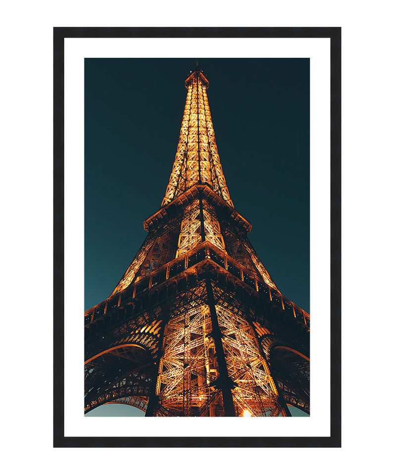 Eiffel Tower Travel Poster, Night in France Wall Art, Paris Eiffel Tower Travel Print