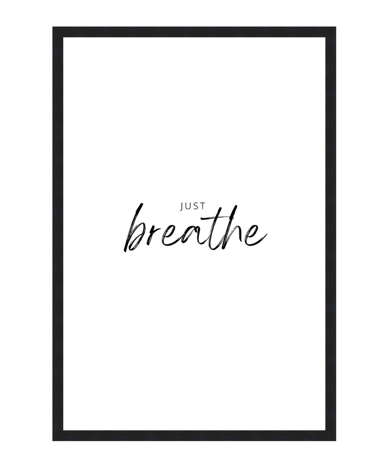 Just Breathe Typography Wall Art, Typography Wall Decor