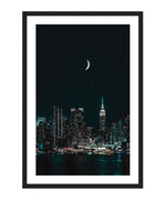 Manhattan Skyline Night City Poster, Manhattan NYC Wall Art, New York City Photograph Print