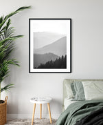 Misty Mountain Poster, Mountain Hiking  Wall Art, Nature Wall Decor