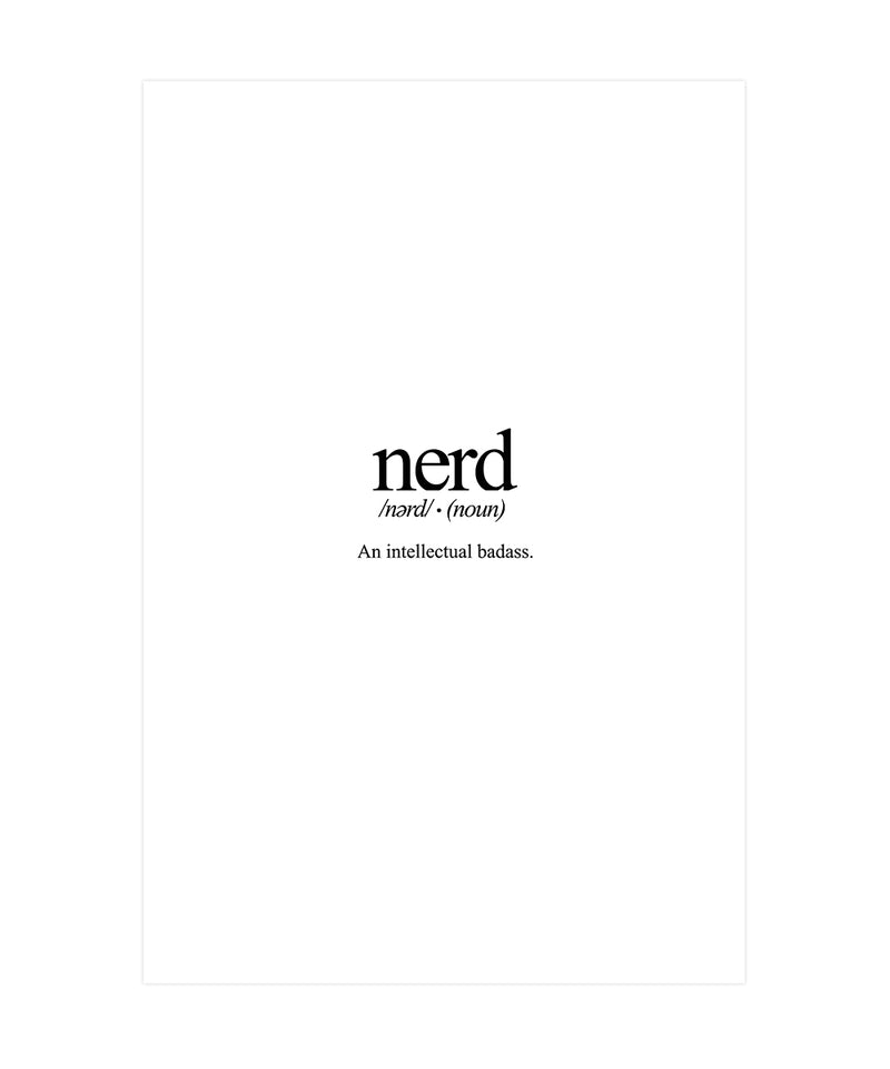 Nerd Cool Definition Typography Poster, Definition Typography Wall Art