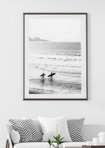 Surfer Waves Beach Poster, Black & White Surfer Photograph, Beach Surf Print